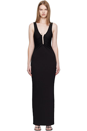Black Crystal Pin Tank Maxi Dress