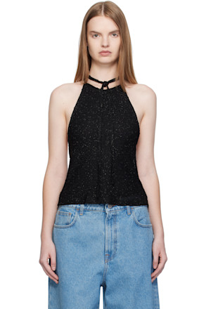 Black Imber Metallic Halter Top