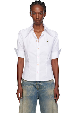 White Short Sleeve Violin Shirt
