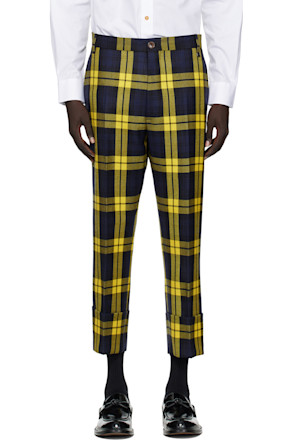 Navy & Yellow Cropped George Trousers
