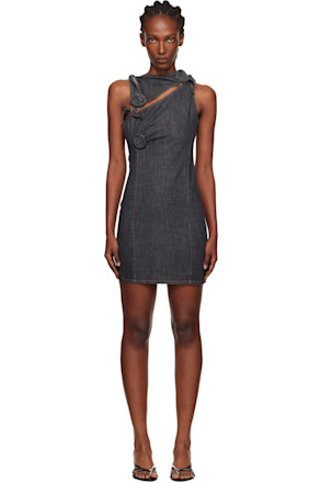 Gray Flower Denim Minidress