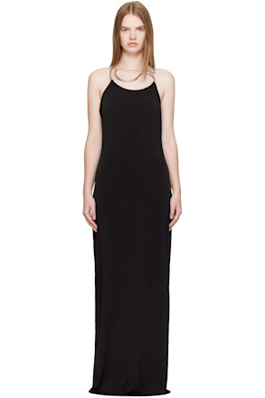 Black Logo Necklace Maxi Dress
