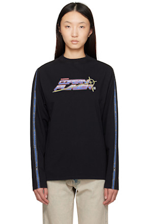Black Slogan Long Sleeve T-shirt