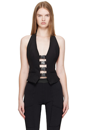 Black Multi Buckle Waistcoat