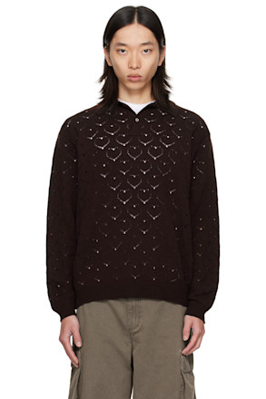 Brown Eyelet Polo