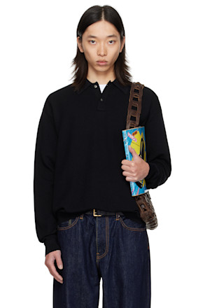Black Light Weight Knit Polo