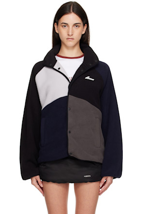 Black Colorblock Fleece Jacket