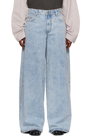 Blue Oversized Low-Rise Jeans