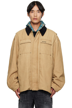 Beige Long Washed Work Jacket