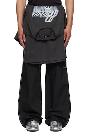 Black Layered Track Pants