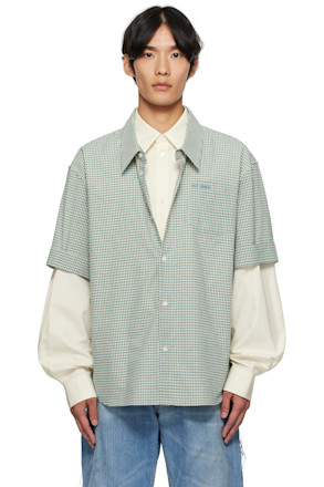 Green & Beige Detachable Sleeves Shirt
