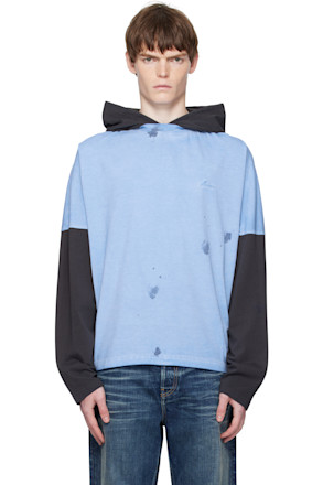 Blue Painted Long-Sleeved Hoodie