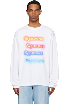 White Neon Logo Long-Sleeved T-shirt
