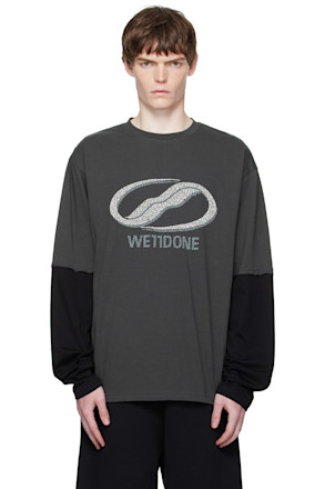 Gray Pearl Logo Long-Sleeved T-shirt