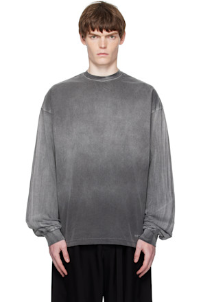 Gray Gradient Dye Long Sleeve T-shirt