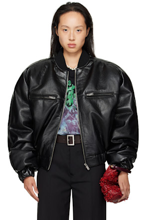 Black Riot Faux-Leather Bomber Jacket