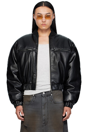Black Riot Faux-Leather Bomber Jacket