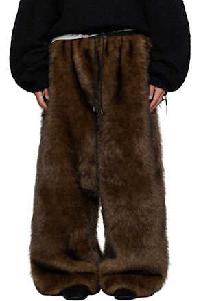 Brown Yeti Wide-Cut Bontan Faux-Fur Sweatpants
