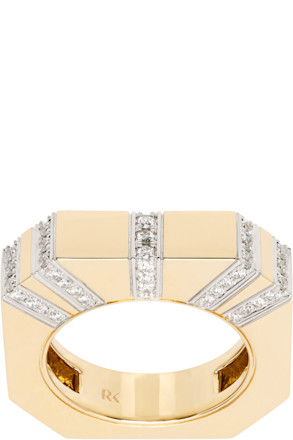 Gold Bold Line Pavé Diamond Ring