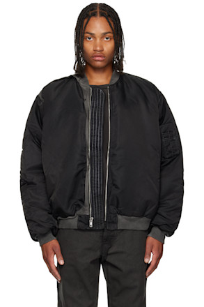 Black Cutout Bomber Jacket