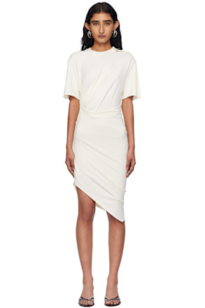 White Draped Pierced Day Minidress
