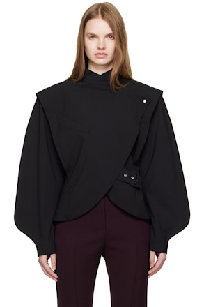 Black Asymmetric Officer Jacket