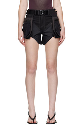 Black Technical Cargo Shorts