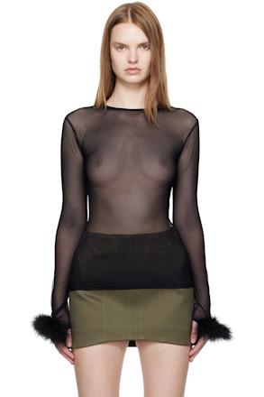 Black Marabou Mesh T-shirt