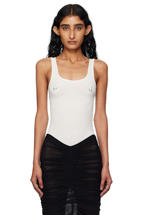 White Pierced Tank Bodysuit