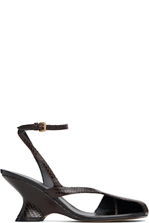 Brown Cutout Heeled Sandals