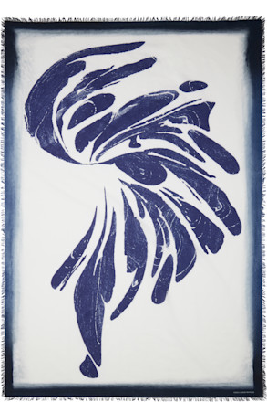 White & Navy Printed Scarf