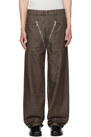 Brown Paneled Jeans