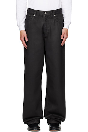 Black Coated Loose-Fit Jeans