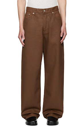 Brown Coated Loose Fit Jeans