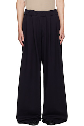 Navy Pleated Sweatpants