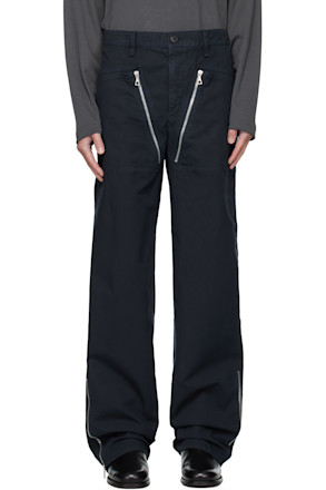 Navy Zip Trousers