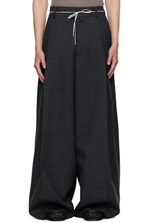 Gray Wide Pleated Trousers