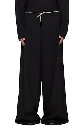 Black Wide Pleated Trousers