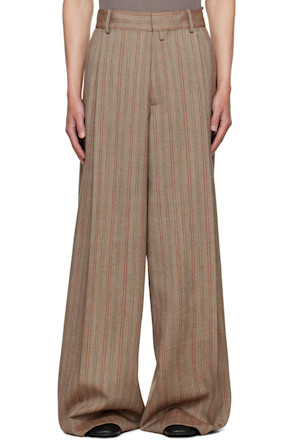 Tan Wide Pleated Trousers