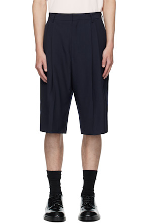 Navy Tailored Wool Shorts