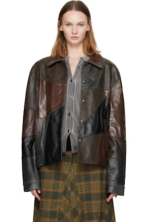 Black & Brown Patchwork Leather Jacket