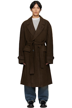 Brown Mattia Shaggy Wool Robe Coat