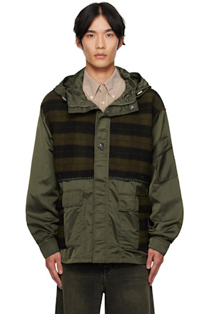 Khaki Check Layered Jacket