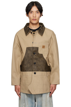 Beige Carpenter Shorts Inserted Coat