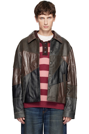 Black & Brown Patchwork Leather Jacket