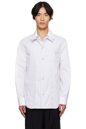 White Open Collar Layered Shirt