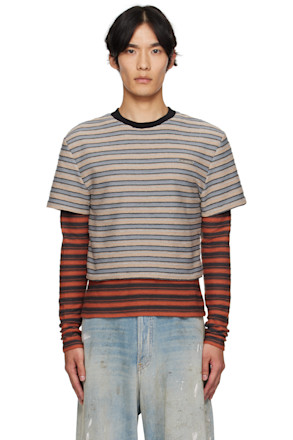 Beige & Orange Stripe LS T-shirt