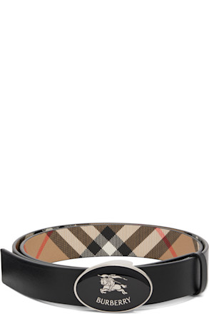 Black & Beige Reversible Check Oval Knight Stamp Belt