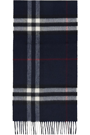 Navy Check Cashmere Scarf