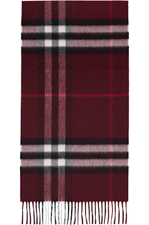 Burgundy Check Cashmere Scarf
